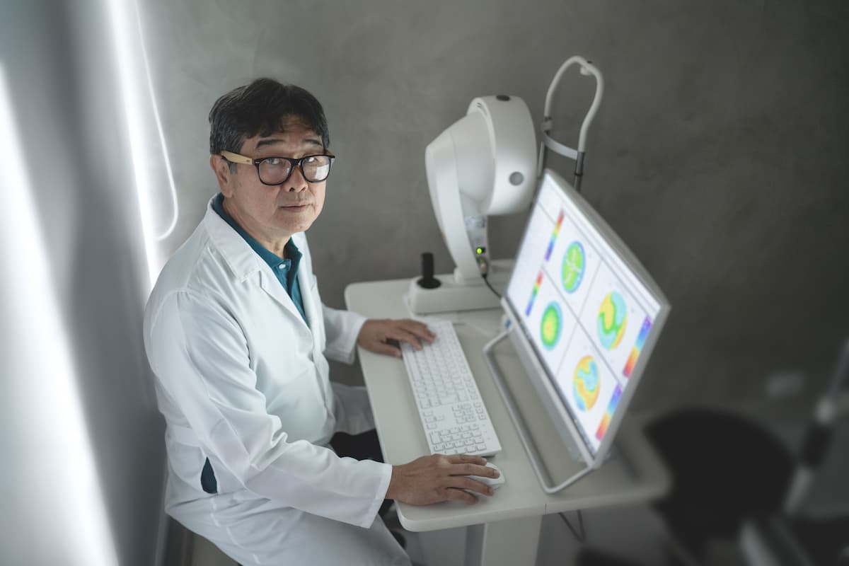 Eye Doctor Evaluating Scans